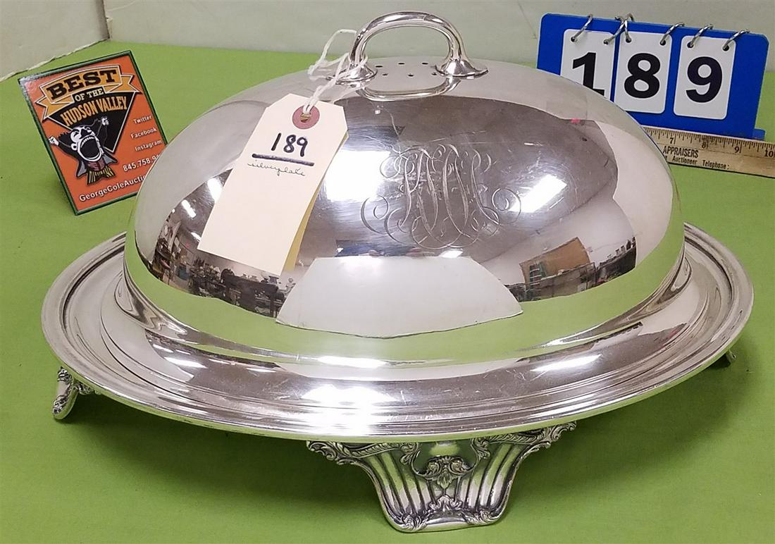 SILVERPLATE COVERED FOOTED TRAY, 9.5"H X 16"W X 12"D (1 of 9)