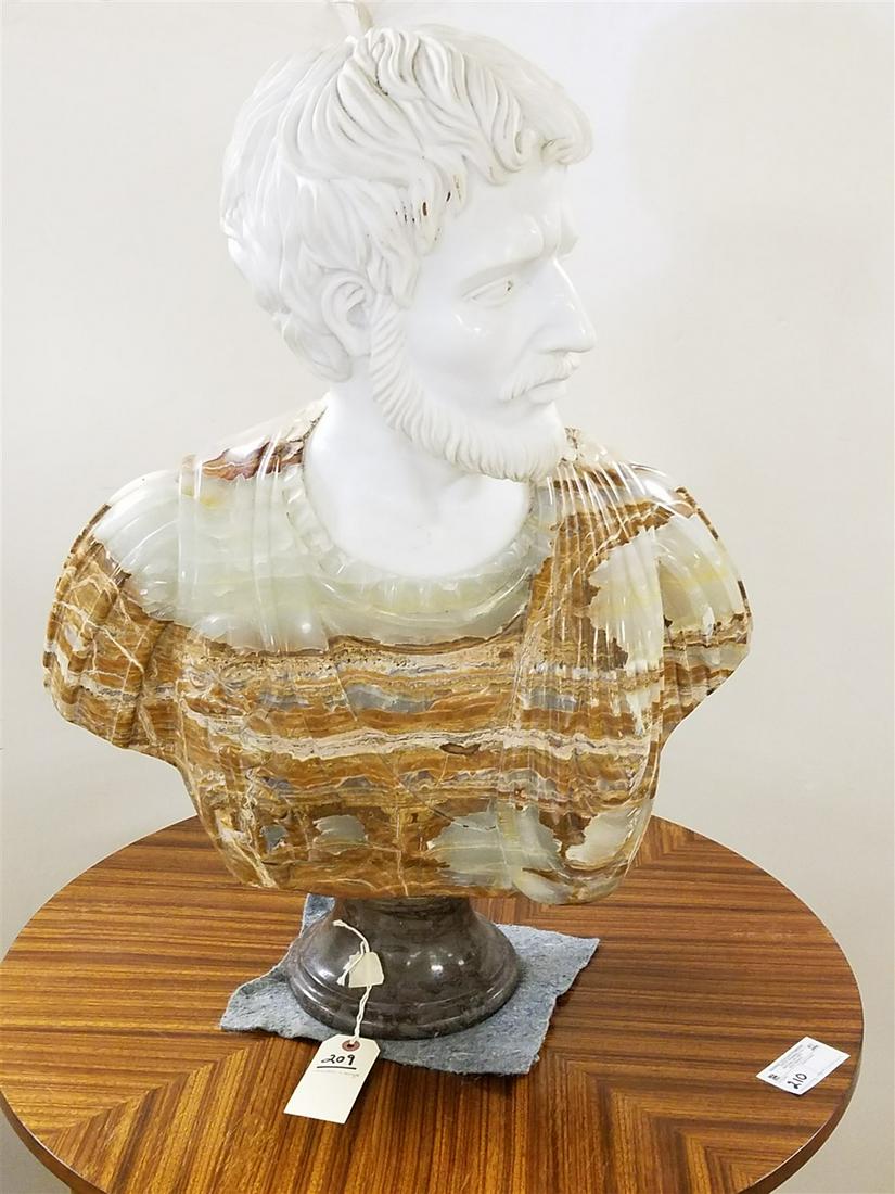MARBLE + ONYX BUST OF A MAN, 30.5" (1 of 4)
