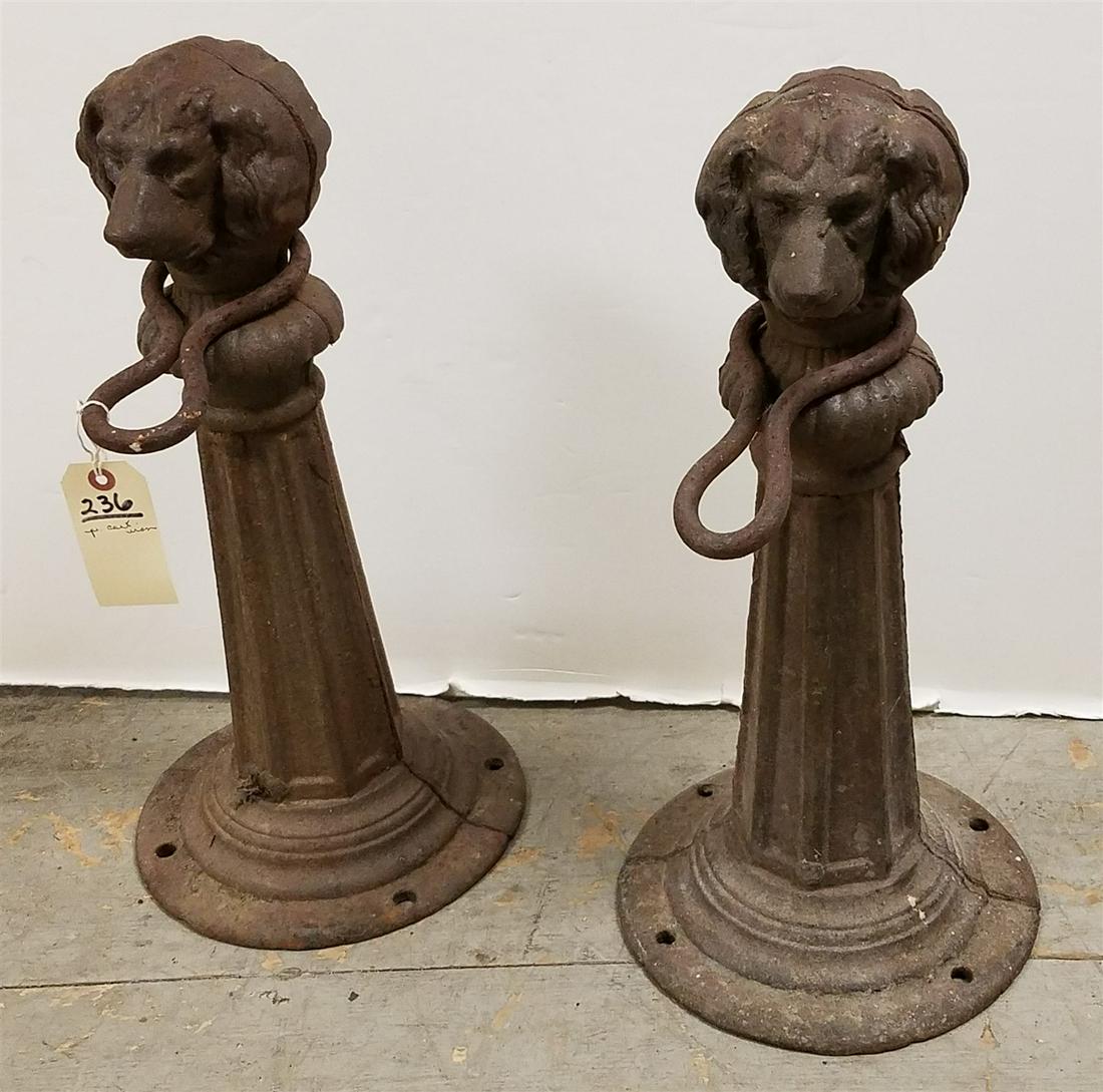 PR. CAST IRON DOG HEAD TOPPED HITCHING POSTS, 22.5"H (1 of 2)