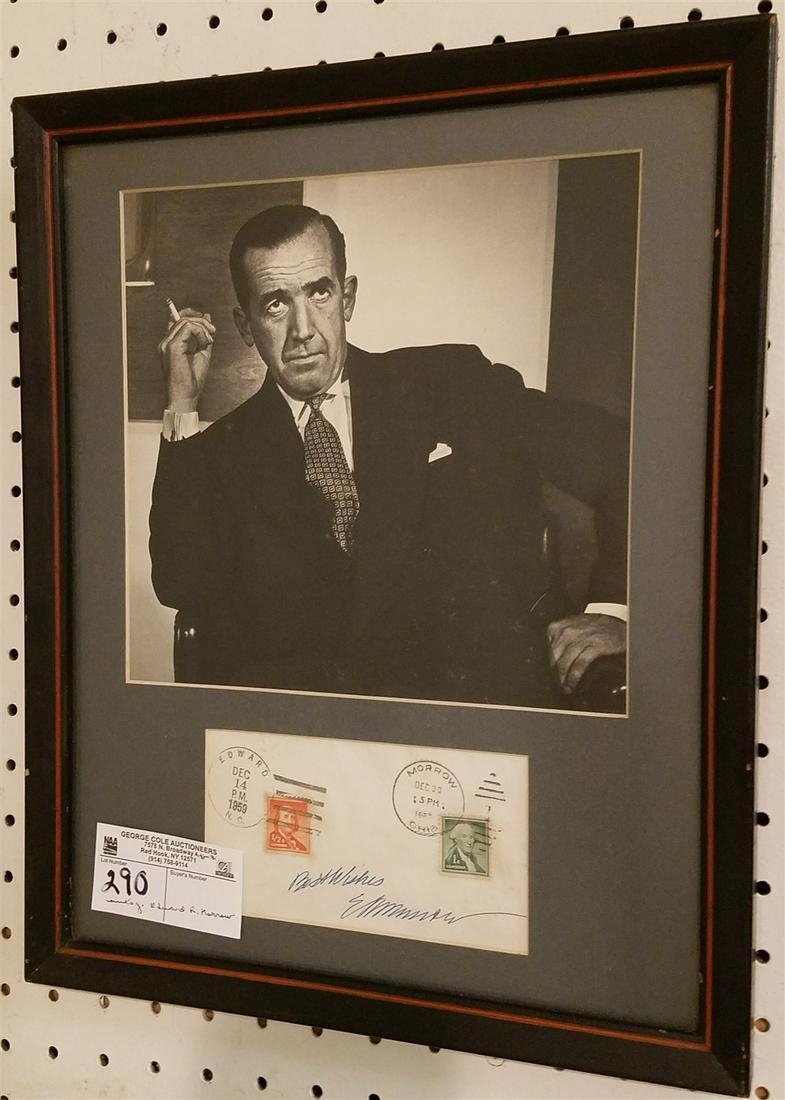 FRAMED PHOTO OF E.R. MORROW W/ 1959 ENVELOPE, AUTOG. + (1 of 1)