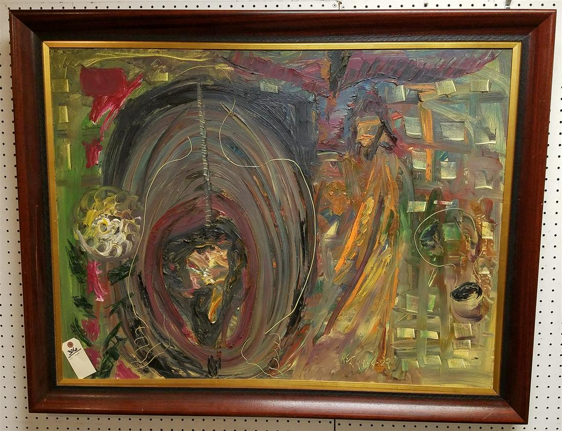 FRAMED O/C ABSTRACT, SGND. 30.5" X 40.5" (1 of 2)