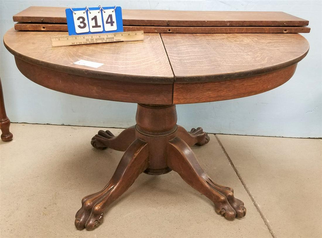 OAK 44" DIAM. PED. BASE DINING TABLE W/ 2 LEAVES (1 of 2)