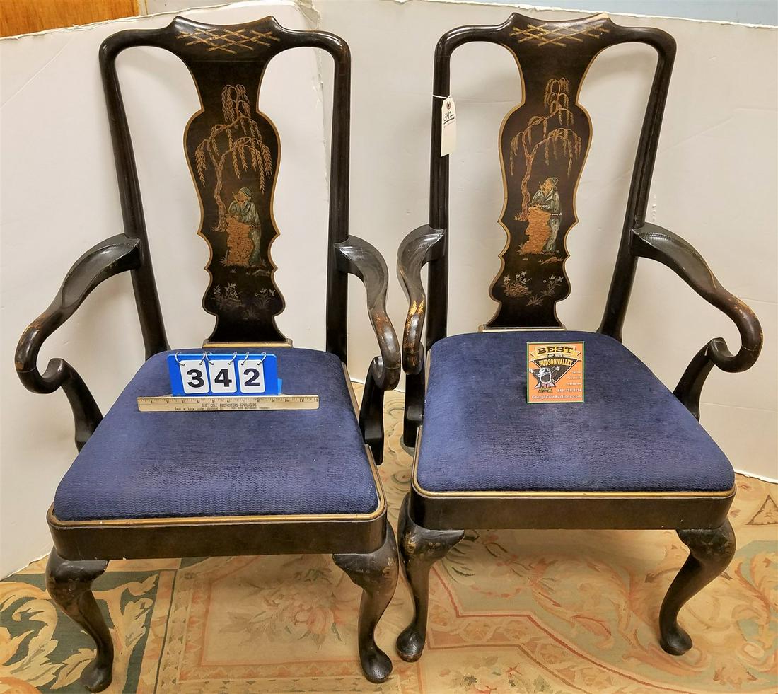 PR. HENREDON QA STYLE CHINOISERIE ARM CHAIRS: PR. HENREDON QA STYLE CHINOISERIE ARM CHAIRS