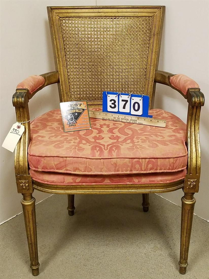 GILT FRAME CANE BACK ARMCHAIR (1 of 4)