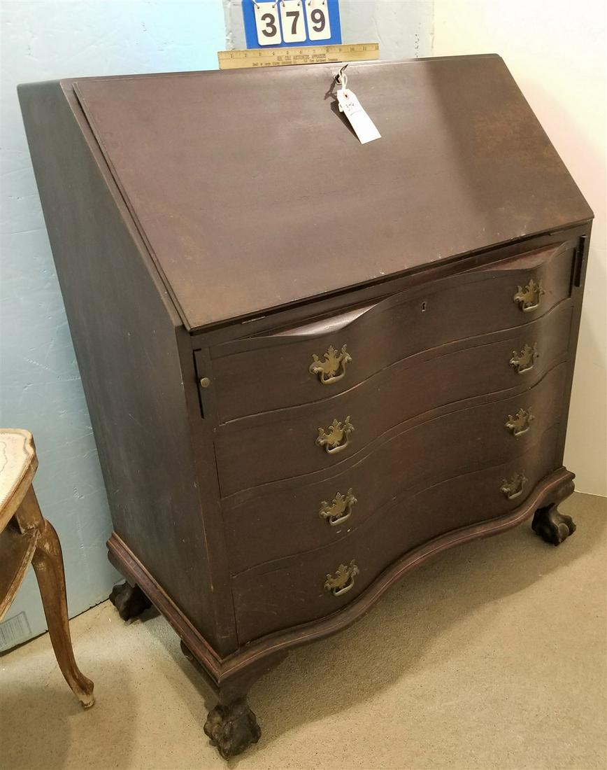 MAHOG. CHIPPENDALE STYLE SLANT FRONT DESK, 42"H X (1 of 3)