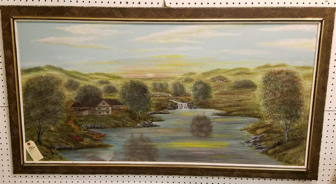 FRAMED O/B LANDSCAPE, SGND, J.C. FAUMES, 24" X 48" (1 of 3)