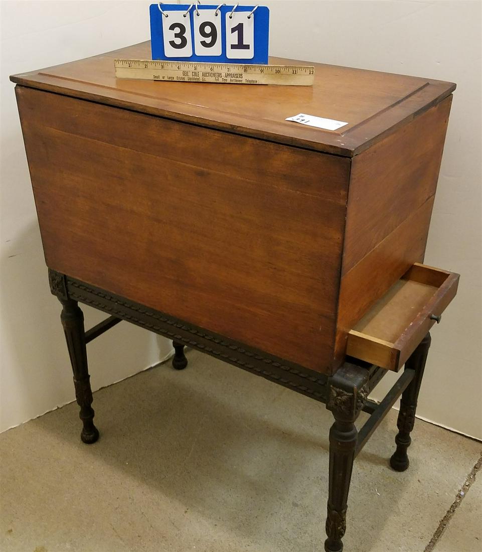 19th c. SUGAR BOX W/ DRAWER, 13.5"H X 23.5"W X 14"D, ON (1 of 3)