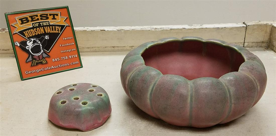POTTERY BOWL W/ FROG, FULPER? 2.75"H X 7.5" DIAM. (1 of 3)