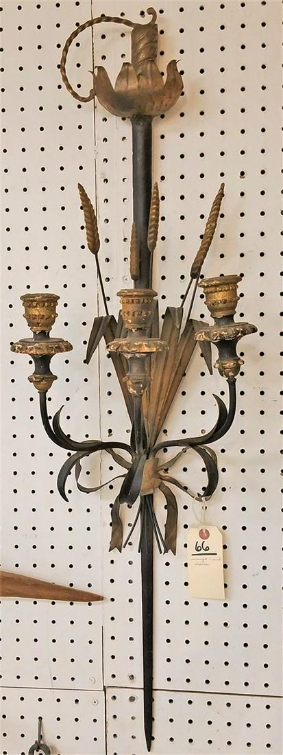 WROUGHT + WOOD SWORD CANDLE SCONCE, 36"H X 11.5"W (1 of 2)
