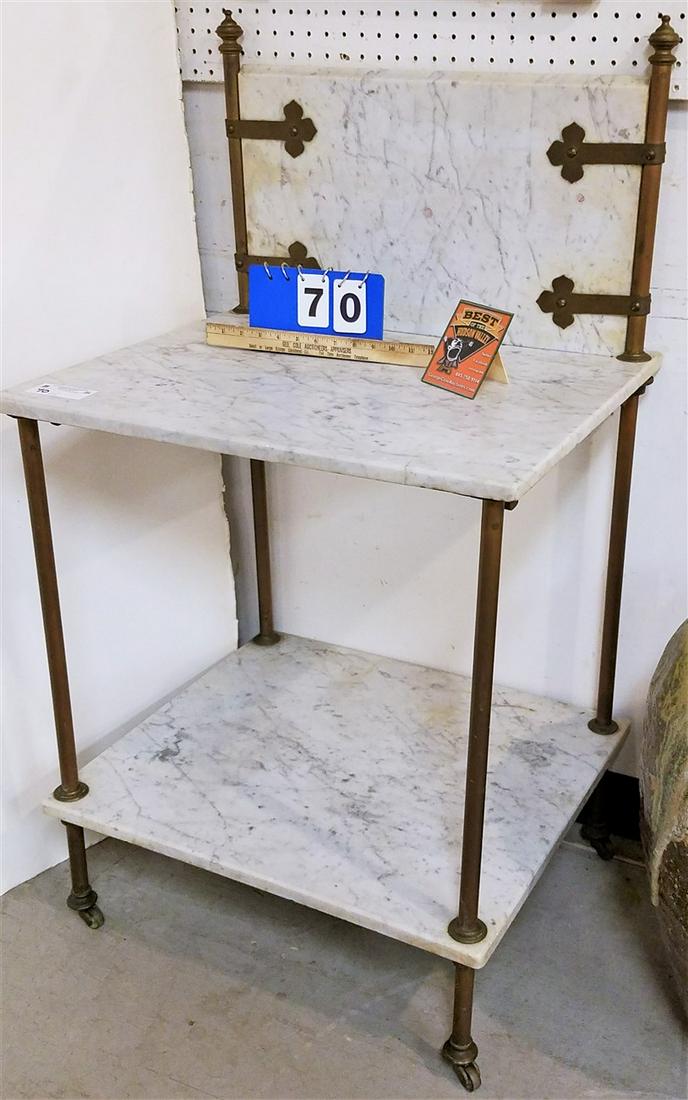 19th c. MARBLE + BRASS WASH STAND, 45.5"H X 25"W X 21"D (1 of 5)