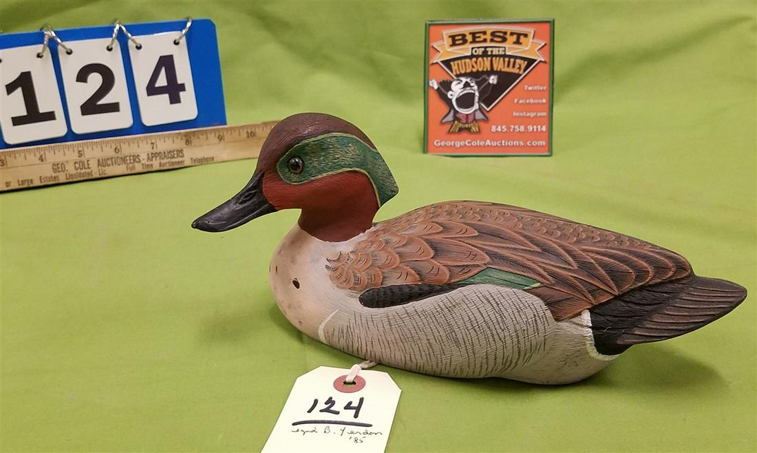 DECOY GREEN WING TEAL DRAKE, SGND, B. YERDON '85 (1 of 3)