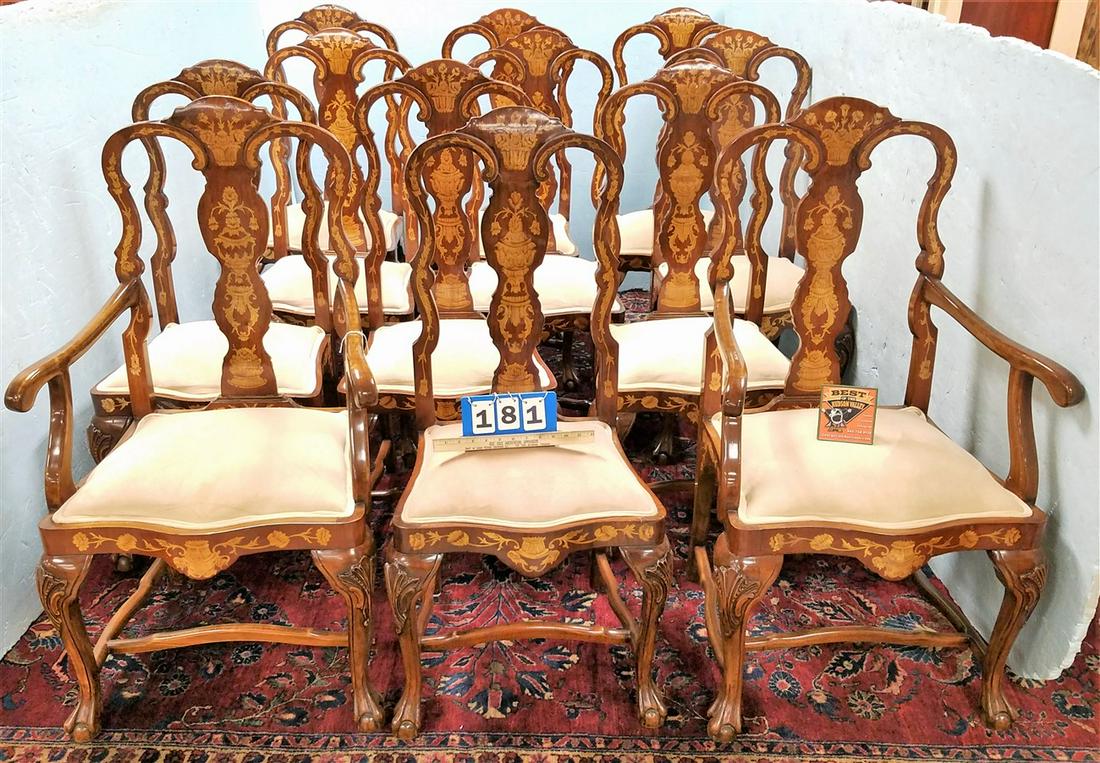 SET 12 CONTINENTAL INLAID DINING CHAIRS (1 of 7)