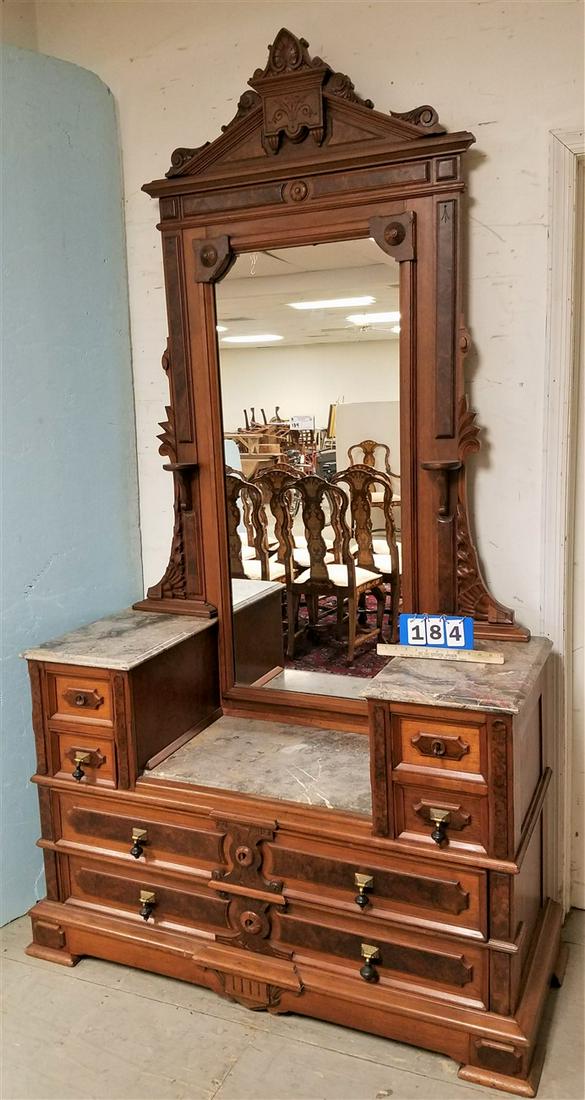 VICT. RENAISSANCE REVIVAL WALNUT MARBLE TOP STEP DOWN (1 of 2)