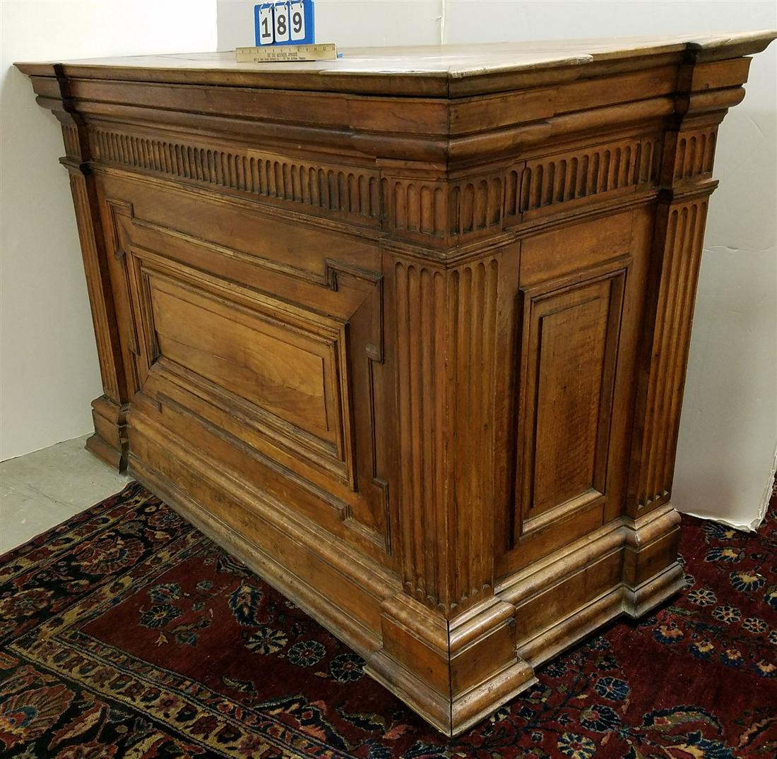 19th c. CHESTNUT COUNTER W/ 3 DRAWERS, 43"H X 62"W X (1 of 8)
