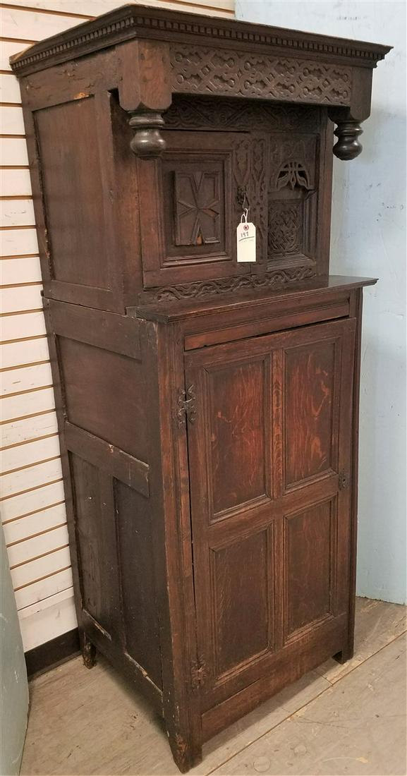 17th/18th c. OAK CABINET, 6'H X 28"W X 24"D W/ COPPER (1 of 10)