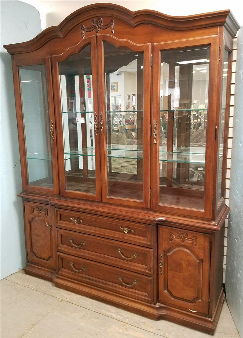 THOMASVILLE OAK CHINA CABINET, 7'1"H X 68"W X 18"D (1 of 3)