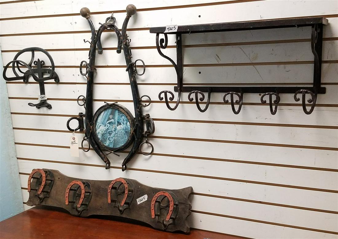 4PC. WROUGHT OR CAST IRON HORSE RELATED-SHELF/COAT RACK (1 of 5)