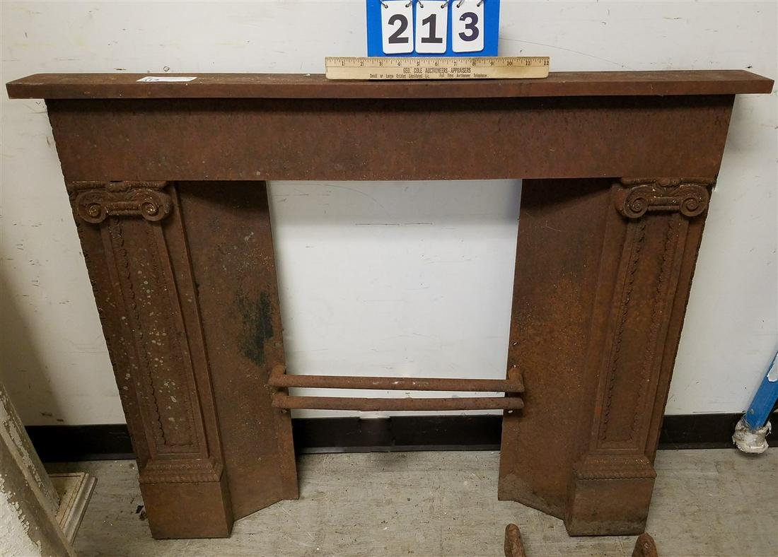 19th c. CAST IRON FIREPLACE SURROUND, 34.5" X 40.5" X (1 of 1)