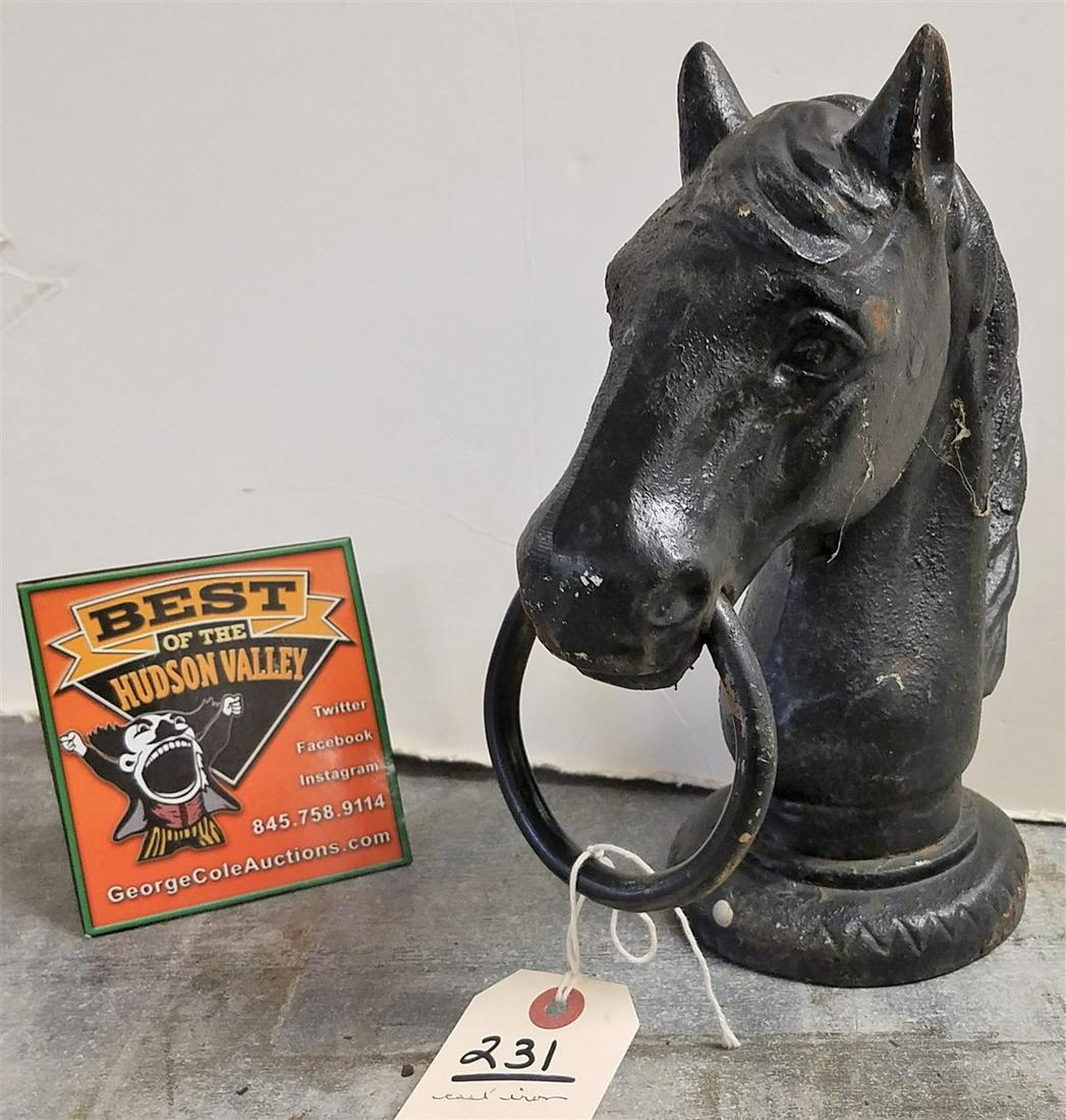 CAST IRON HITCHING POST HORSE HEAD TOPPER, 9.5" (1 of 2)