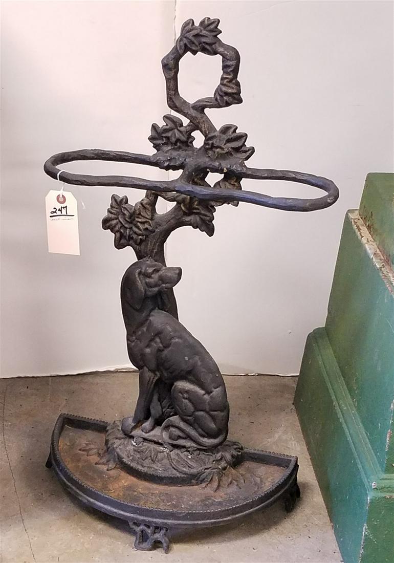 DOG MOTIF CAST IRON UMBRELLA STAND, 29"H X 16.5"W (1 of 1)