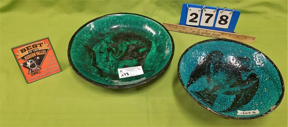 2PC. CALBERG POTTERY-CHARGER 12.5" DIAM. W/ FOOTED BOWL (1 of 6)