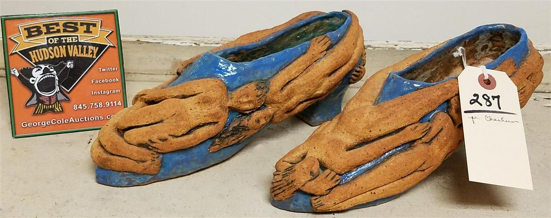 PR. POTTERY SHOES BY CHASTEEN, 4"H X 10.5"L (1 of 4)