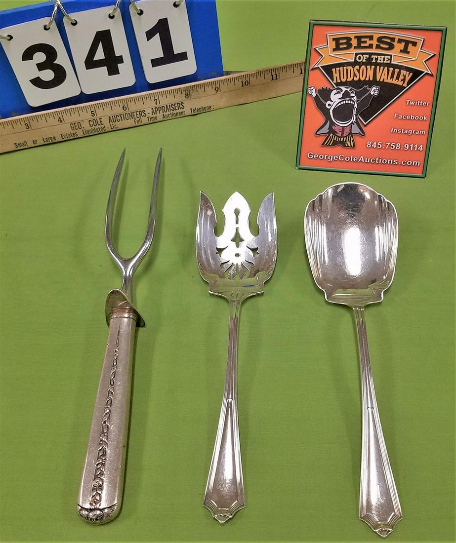 GORHAM STERL. PLYMOUTH PATTERN SALAD FORK + SPOON, 4.39 (1 of 5)
