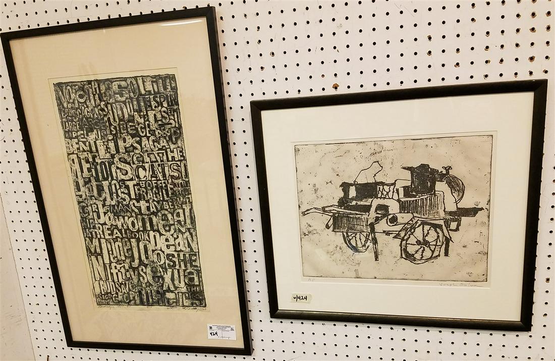 LOT 2 FRAMED ETCHINGS, LANDSCAPE 1964 SGND, RAMON 22.5" (1 of 6)