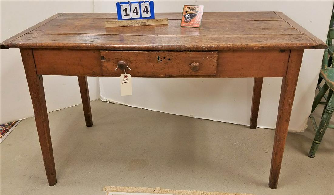 PRIM. 1 DRAWER WORK TABLE W/ BREADBOARD TOP, 29"H X: PRIM. 1 DRAWER WORK TABLE W/ BREADBOARD TOP, 29"H X 51"W X 27.5"D