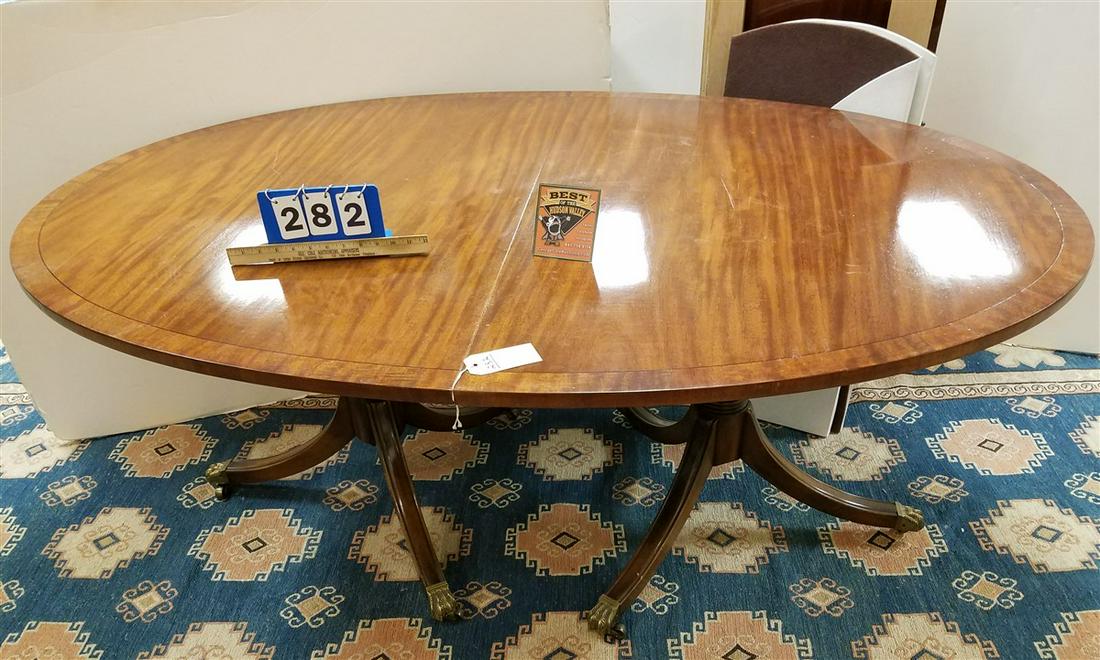 KITTINGER MAHOG. #5 DOUBLE PED. DINING TABLE, 5'11"L X: KITTINGER MAHOG. #5 DOUBLE PED. DINING TABLE, 5'11"L X 47"W W/ 3-18" LEAVES