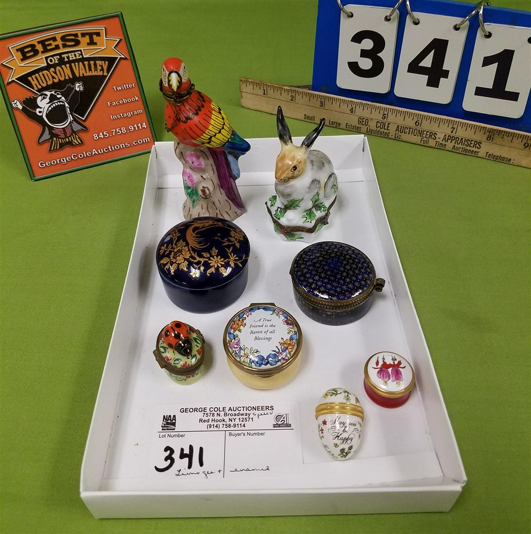 LOT OF MINI BOXES- LIMOGES 4.75" PARROT, CHRISTMAS: LOT OF MINI BOXES- LIMOGES 4.75" PARROT, CHRISTMAS BUNNY 3.25", 3 BXS, 3 ENAMEL BXS.