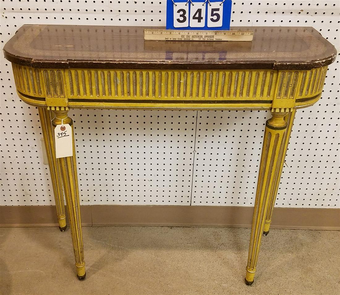 PAINTED CONSOLE TABLE, 32.5"H X 3'W X 14"D: PAINTED CONSOLE TABLE, 32.5"H X 3'W X 14"D