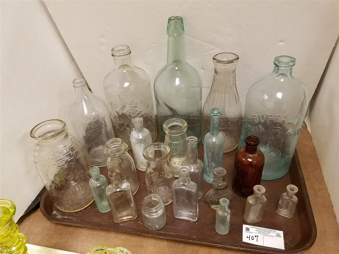 TRAY OLD BOTTLES- BUFFALO LITHIA WATER, CHEMUNG SPRING: TRAY OLD BOTTLES- BUFFALO LITHIA WATER, CHEMUNG SPRING WATER, ETC.