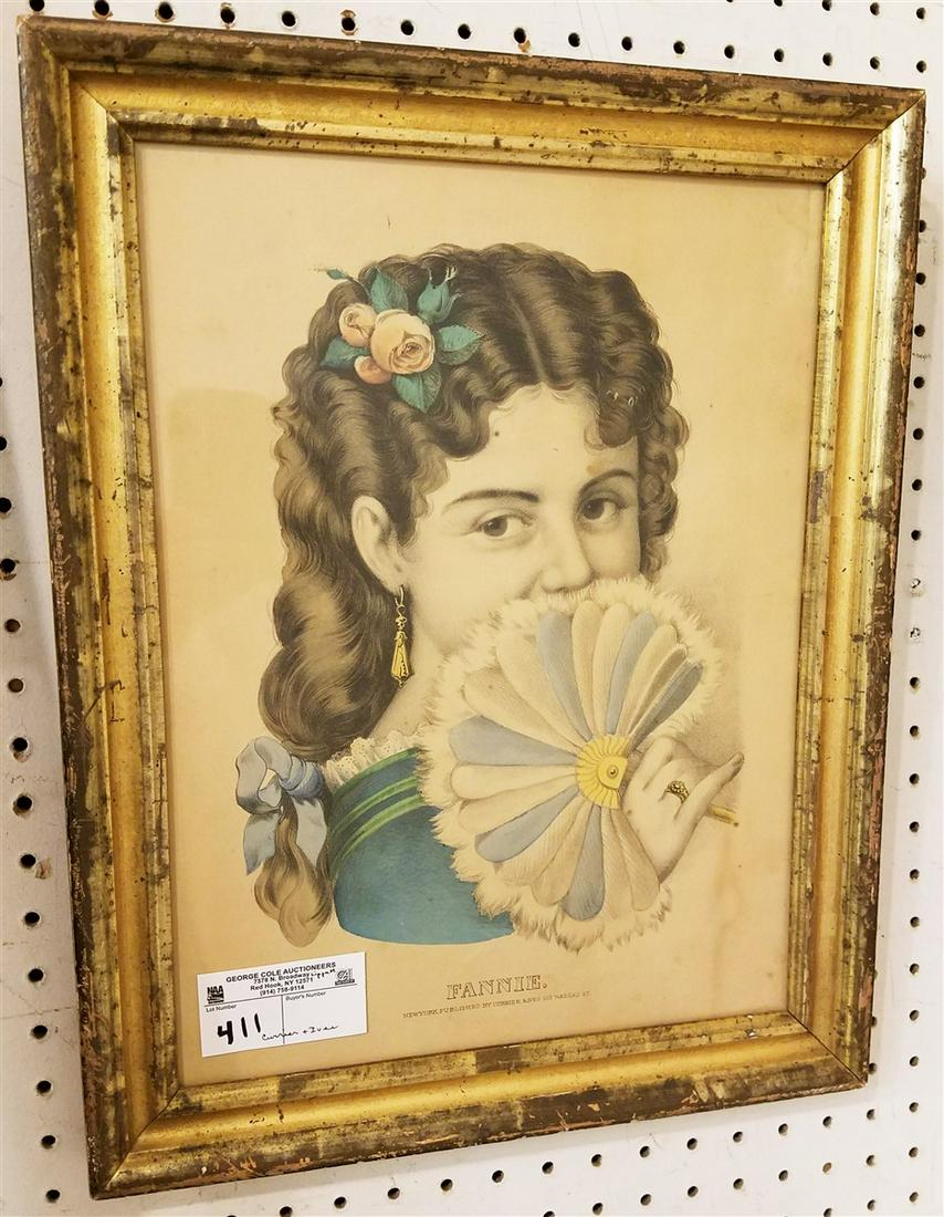 FRAMED CURRIER + IVES, "FANNIE", 15.25" X 11.5": FRAMED CURRIER + IVES, "FANNIE", 15.25" X 11.5"