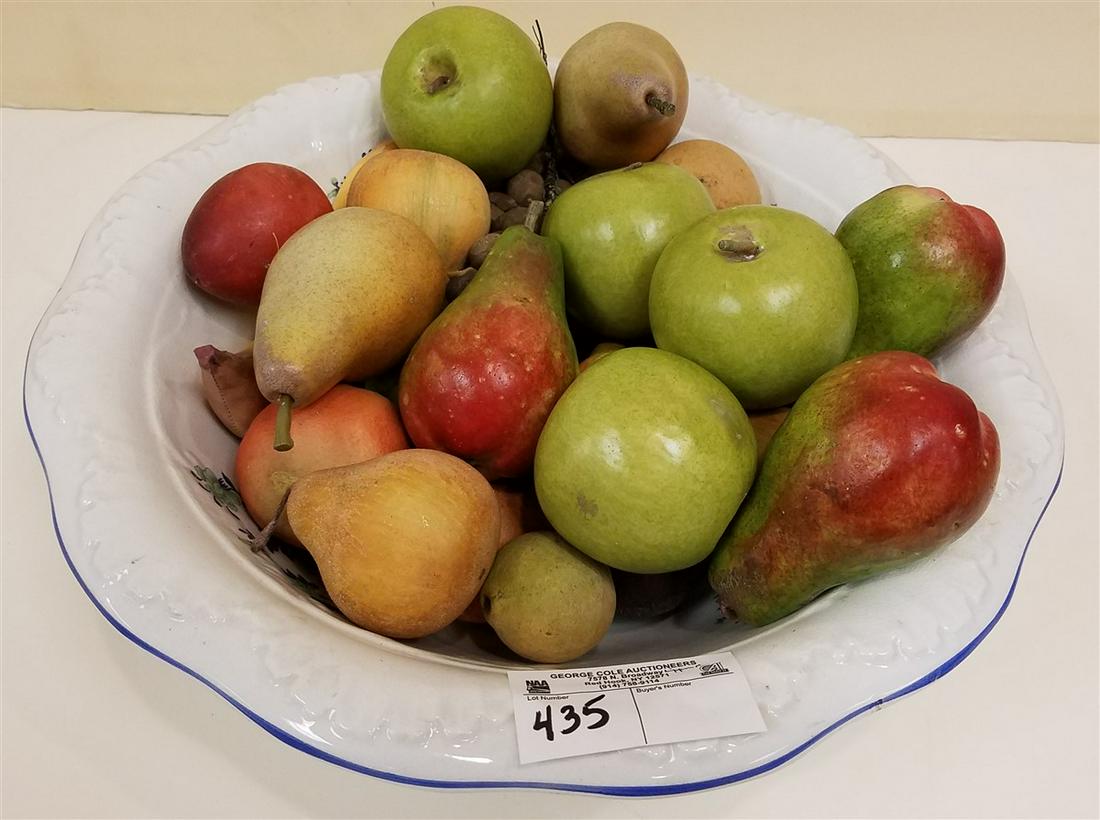 IRONSTONE BOWL W/ ARTIFICIAL FRUIT: IRONSTONE BOWL W/ ARTIFICIAL FRUIT