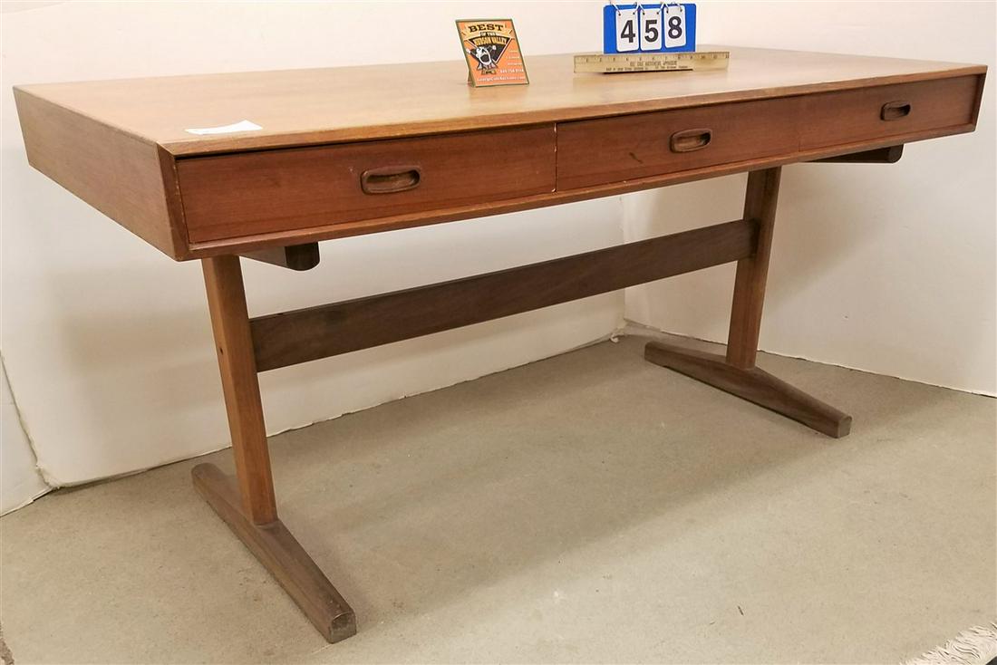TEAK DESK, 29"H X 5'W X 28"D: TEAK DESK, 29"H X 5'W X 28"D