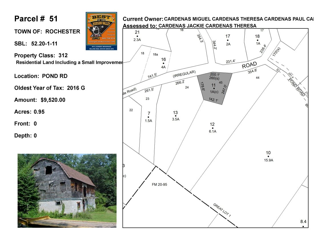 Town of Rochester - SBL: 52.20-1-11 - Pond Rd (1 of 3)