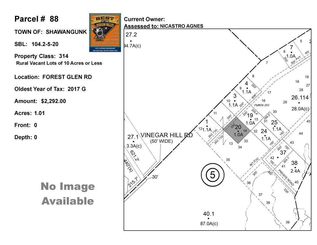 Town of Shawangunk - SBL: 104.2-5-20 - Forest Glen Rd (1 of 3)