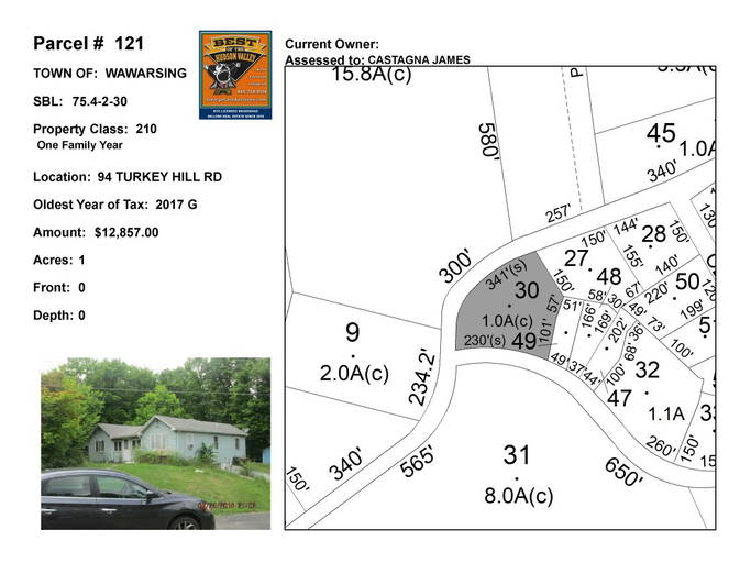 Town of Wawarsing SBL 75.4230 94 Turkey Hill Rd Jun 14, 2021 Cole Auctions in NY
