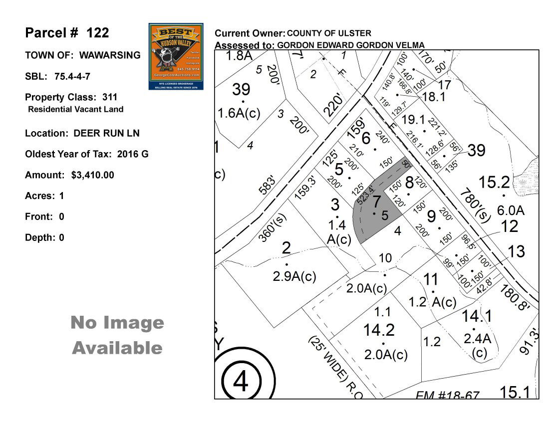 Town of Wawarsing - SBL: 75.4-4-7 - Deer Run Ln (1 of 3)
