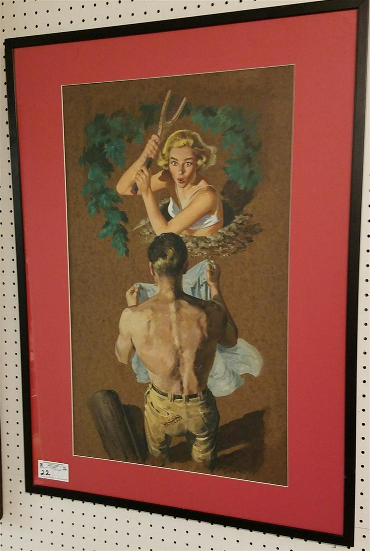 FRAMED ORIG. ILLUS. ART, O/MASONITE, 29.25" X 17.25": FRAMED ORIG. ILLUS. ART, O/MASONITE, 29.25" X 17.25"