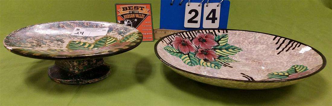 TRAY 2 FR. CERAMIC-COMPOTE SGND. L. DAGE. 3"H X 9.75" (1 of 6)