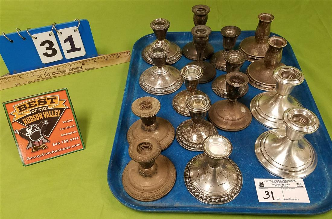 TRAY 16 WEIGHTED STERL. CANDLESTICKS (1 of 11)