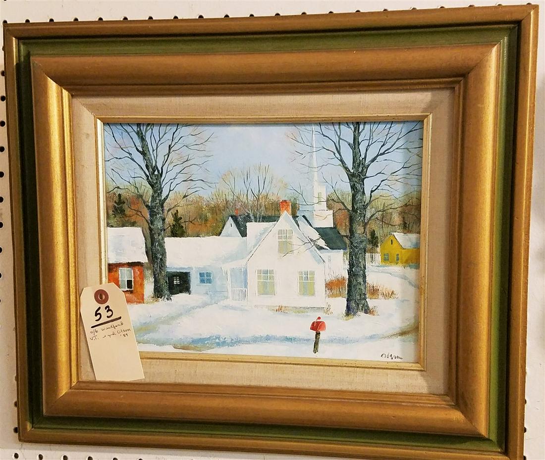 FRAMED O/B WESTFORD VT, WINTER LANDSCAPE, SGND. OLSON (1 of 2)