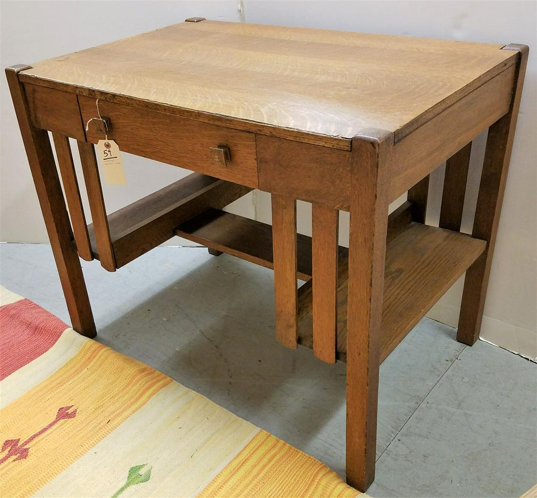 VINTAGE MISSON OAK DESK, 29.5" H X 36.5"W X 24"D (1 of 2)