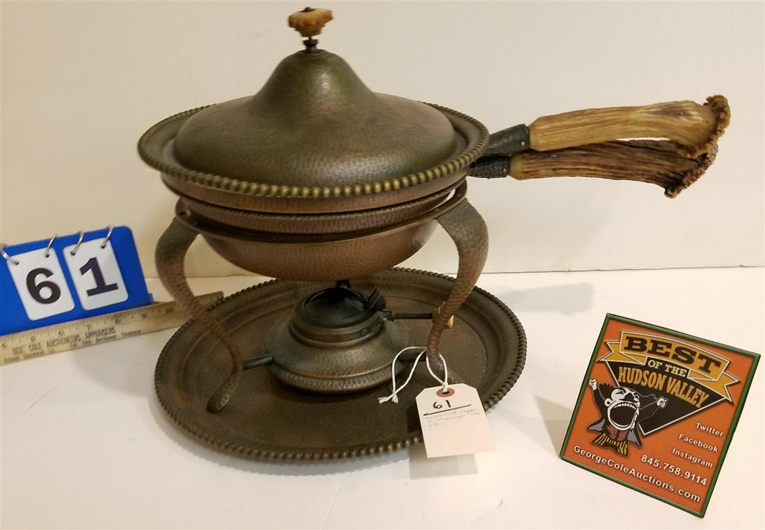 MISSON HAMMERED COPPER CHAFING DISH ON STAND, S. (1 of 2)