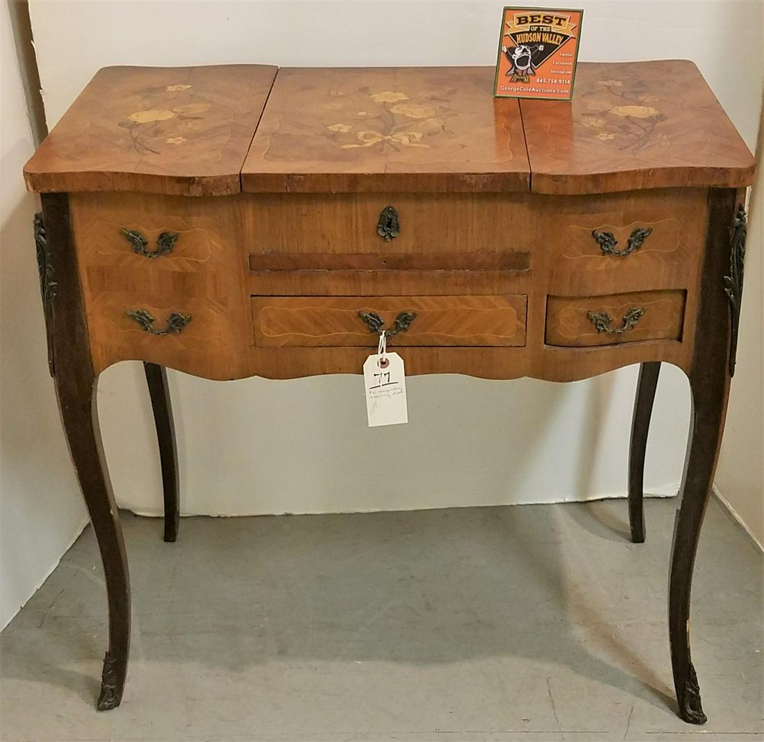 FR. MARQUETRY DRESSING TABLE, 29.5"H X 31"W X 18"D (1 of 4)
