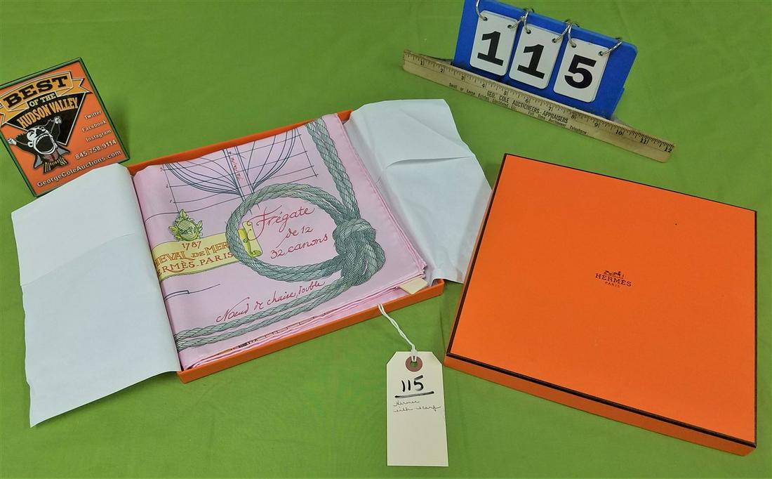 HERMES CHEVAL DE MAR SILK SCARF, 34" X 35" (1 of 5)