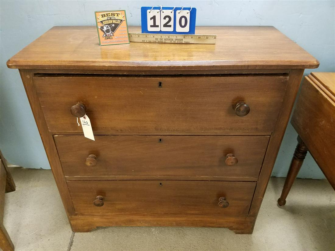 19th c. 3 DRAWER CHEST, 34"H X 26"W X 16"D (1 of 2)