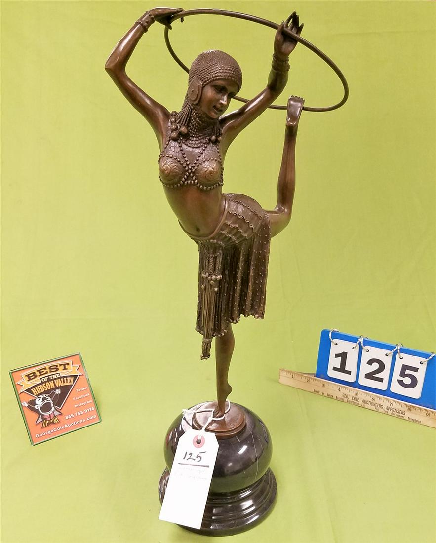 DECO BRONZE DANCER W/ HOOP ON MARBLE BASE AFTER D.H. (1 of 4)